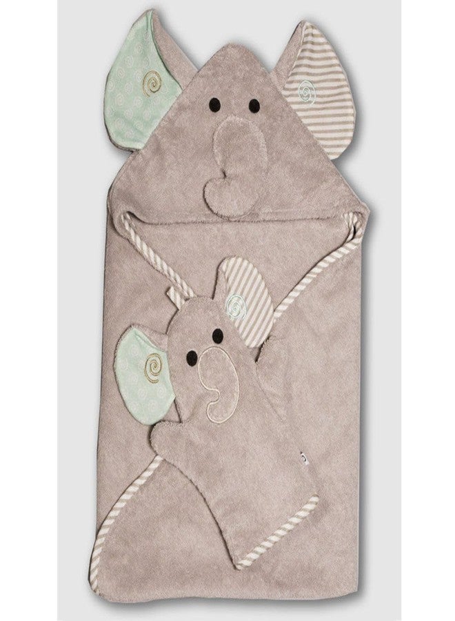 ZOOCCHINI Bath Mitt for Kids – 100% Cotton Terry with Soft Lining, Playful Animal Puppet Design for Fun Bathtime, One Size (5” x 9.25”), Elle The Elephant - Image 3